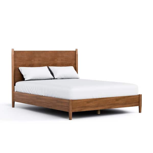 Riverstone Mid Century Modern Brown/Wood Frame Queen Platform Bed