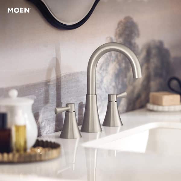 Ronan 8 in. Widespread 2-Handle Curved Bathroom Faucet in Spot Resist Brushed Nickel (Valve Included)