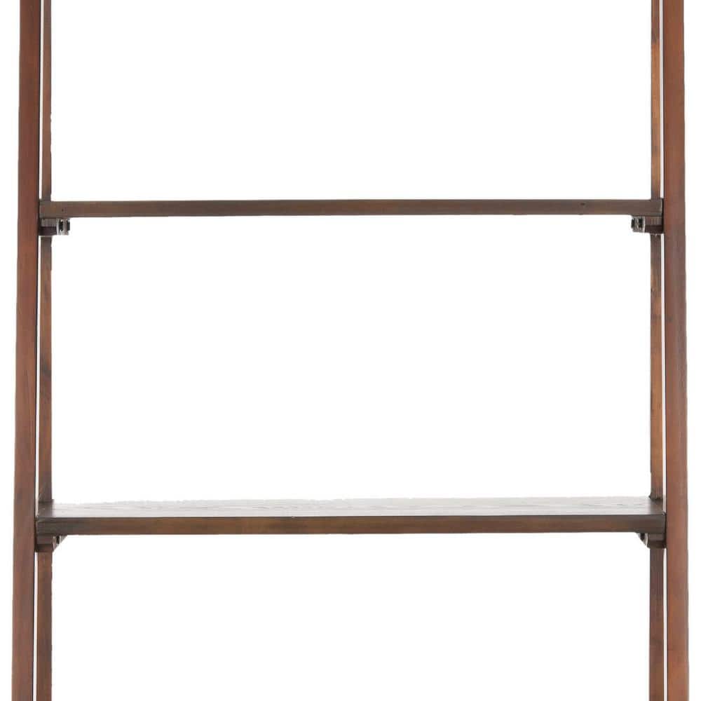 Dark Teak 5-Tier Wall-Leaning Ladder Shelf