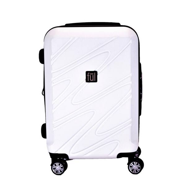 white rolling luggage