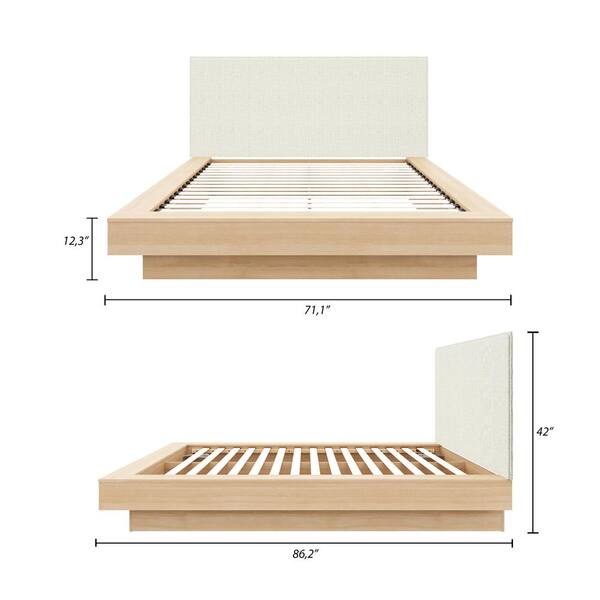 Nexera Julian Beige Oak Frame Queen Size Platform Bed with Nexera Julian Beige Oak Frame Queen Size Platform Bed with