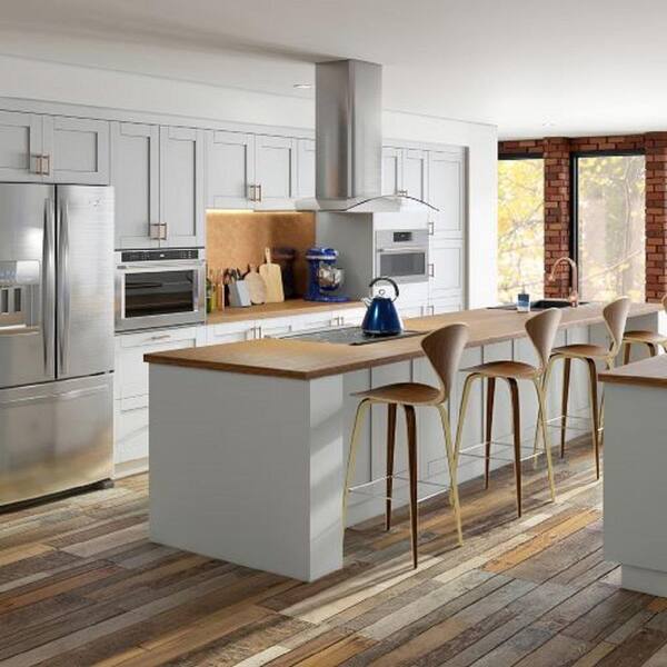 J COLLECTION Cumberland 12 in. W x 34.5 in. H x 24 in. D Light Gray Shaker Assembled Pull-Out Left Spice Rack Kitchen Cabinet