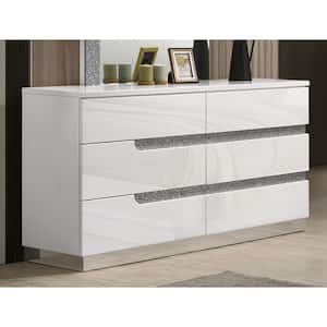 New Classic Furniture Paradox White 6-Drawer 63 in. Dresser