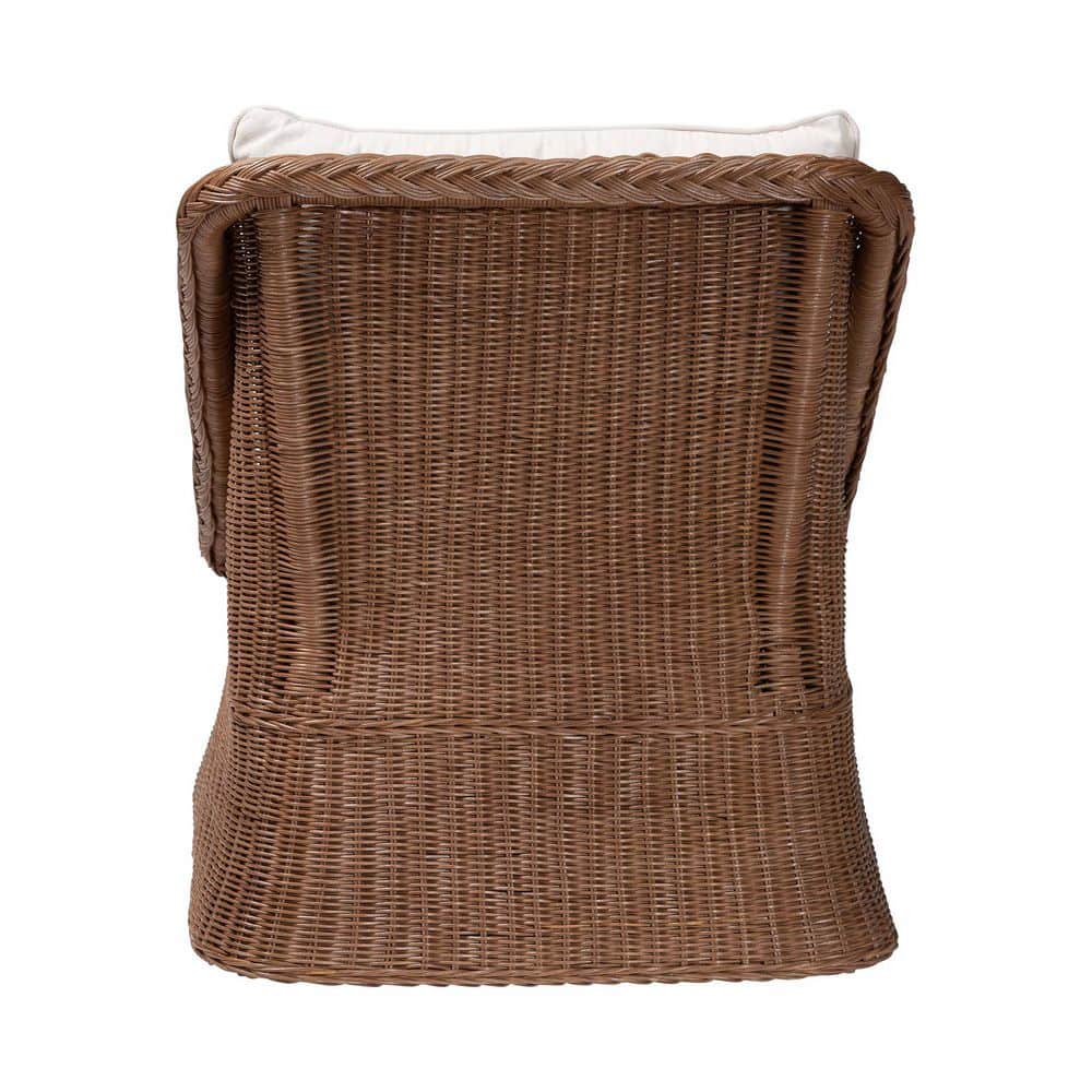 Handcrafted Brown Rattan Accent Chair Set with Cushions