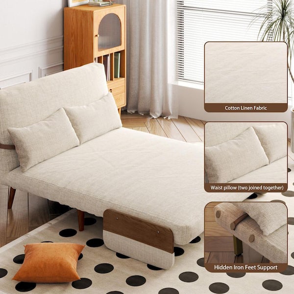JASIWAY 59.06 in. Walnut Wood Frame Twin Sleeper size Folding