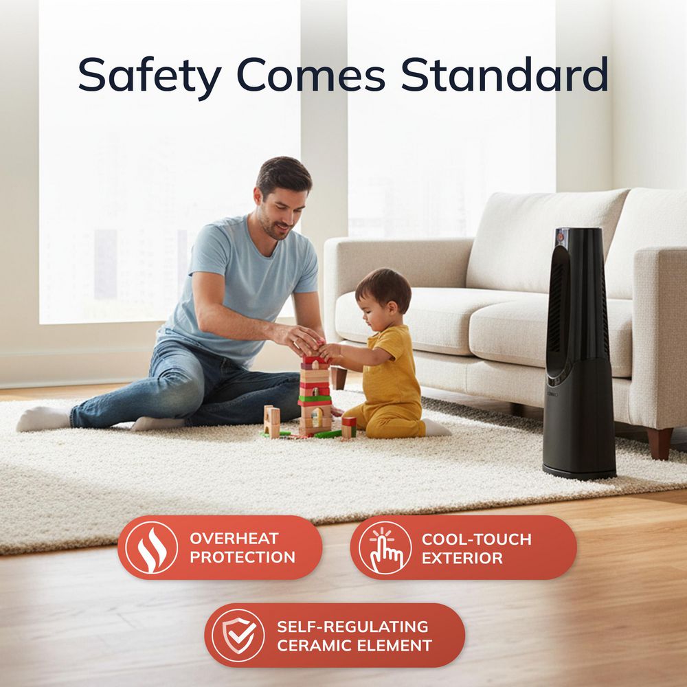 Lasko Bladeless 1500W 28 in. Black Electric Oscillating Tower