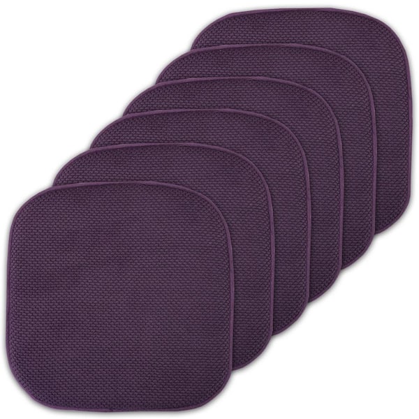 Sweet Home Collection Eggplant, Honeycomb Memory Foam Square 16 in. x 16 in. Non-Slip Back Chair Cushion (6-Pack)