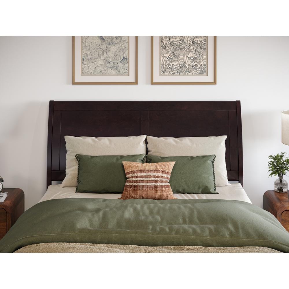 Valencia Espresso Full Wood Sleigh Platform Bed with Slats