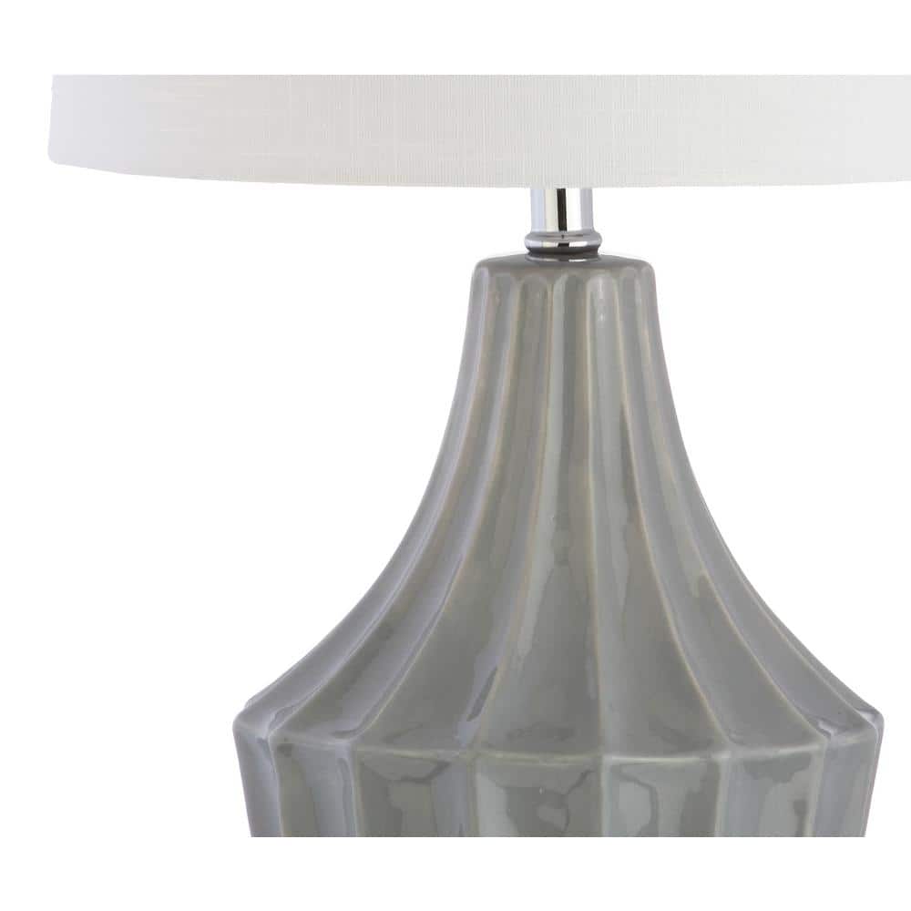 Gray 24.5" Ceramic LED Table Lamp with Drum Shade
