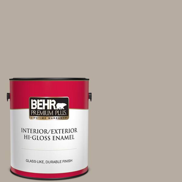 BEHR PREMIUM PLUS 1 gal. #PPU18-13 Perfect Taupe Hi-Gloss Enamel Interior/Exterior Paint