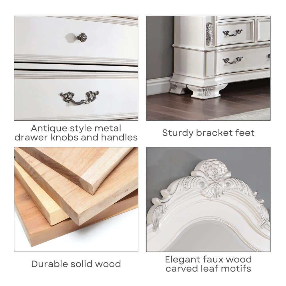 Florince Pearl White 68" Dresser with Genuine Marble Top