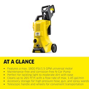 2100 Max PSI 1.45 GPM K 3 Power Control Cold Water Corded Electric Pressure Washer and Vario and DirtBlaster Spray Wands