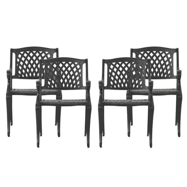 Noble House Brome Aluminum Outdoor Dining Chair (4-Pack) 42931 - The ...