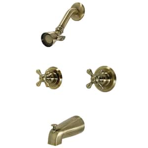 Victorian Double Handle 1-Spray Tub and Shower Faucet 2 GPM with Corrosion Resistant in Antique Brass