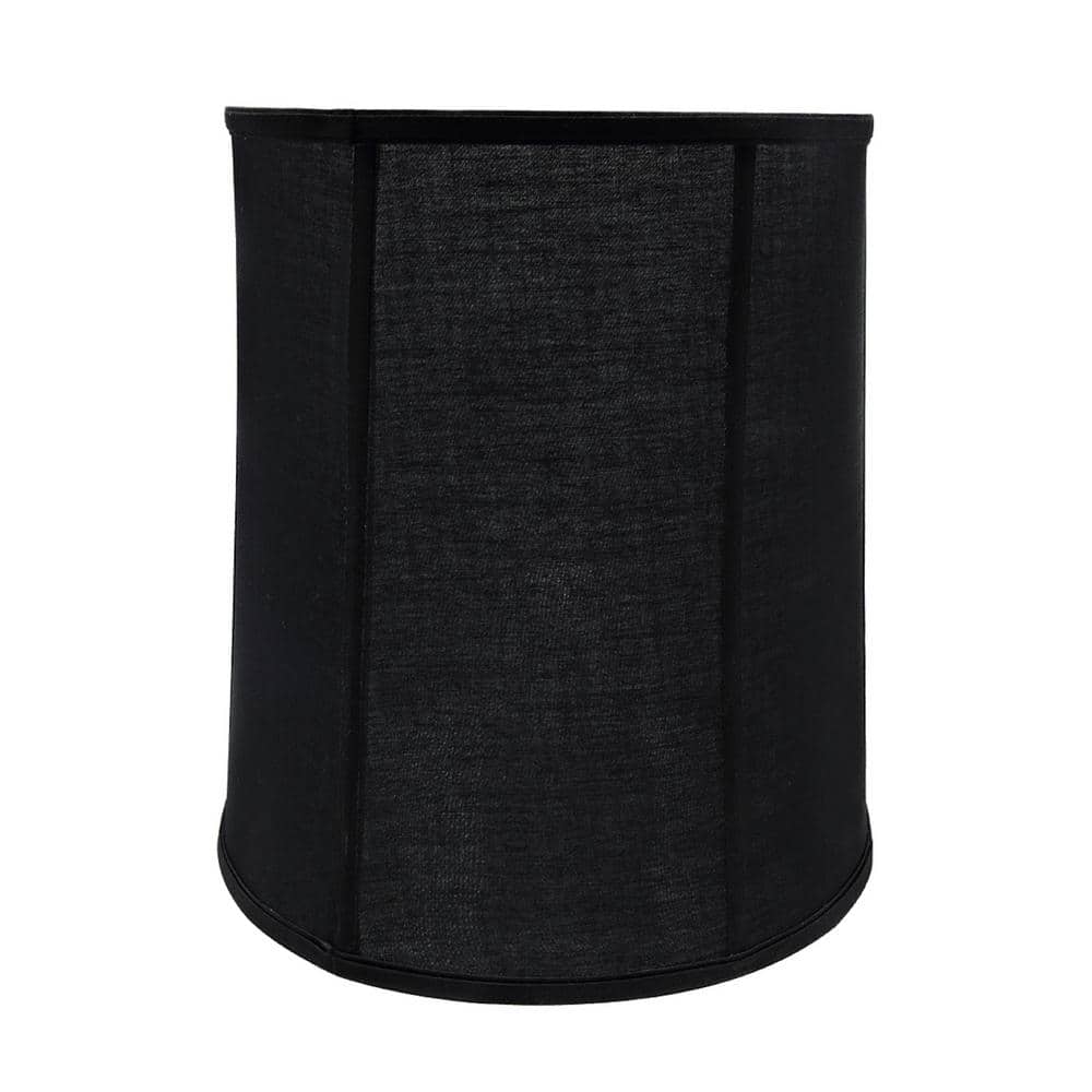 Black Tetoron Cotton Empire Lamp Shade with Vertical Piping, 14" x 15"