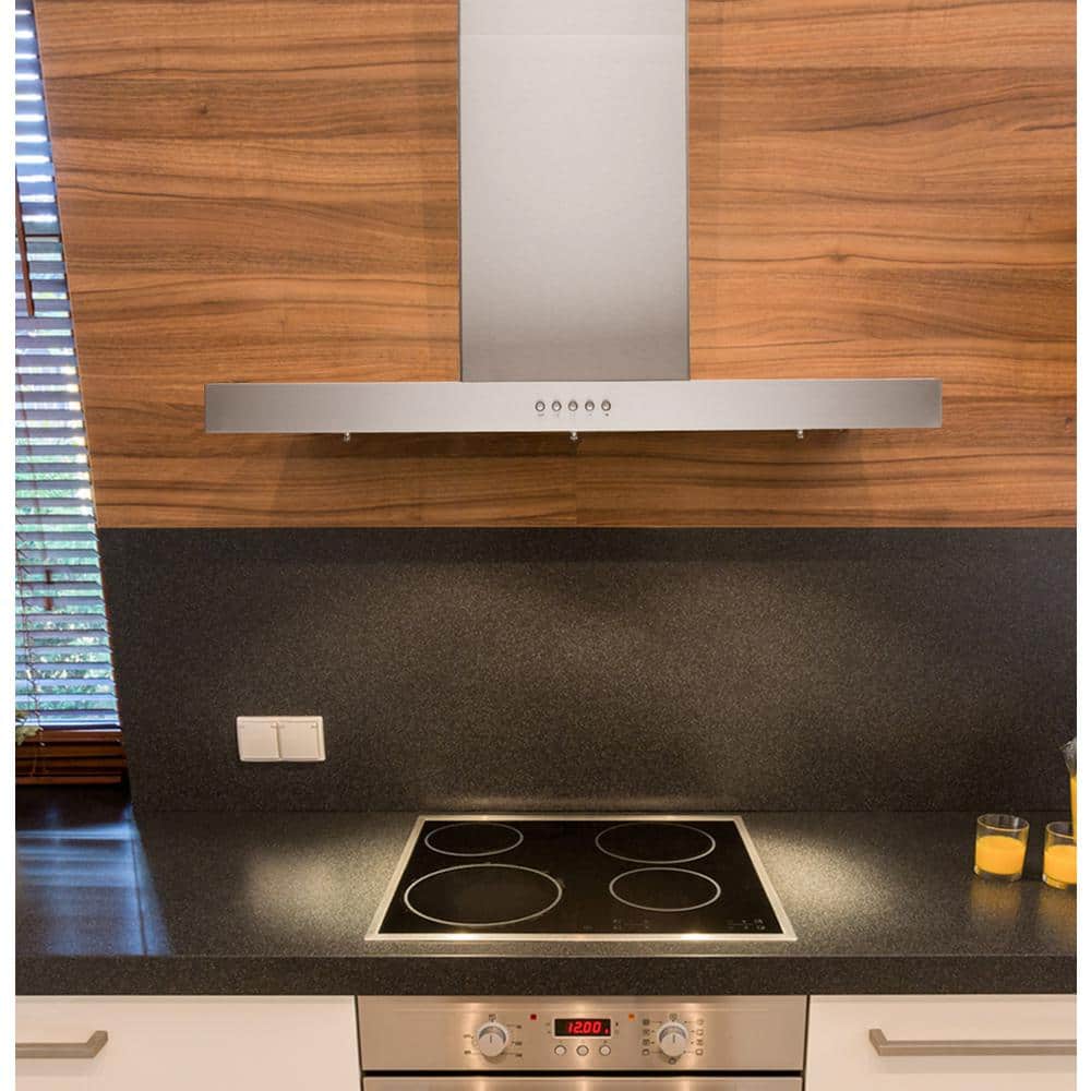 36-Inch Stainless Steel Wall Mounted Range Hood with LED Lights