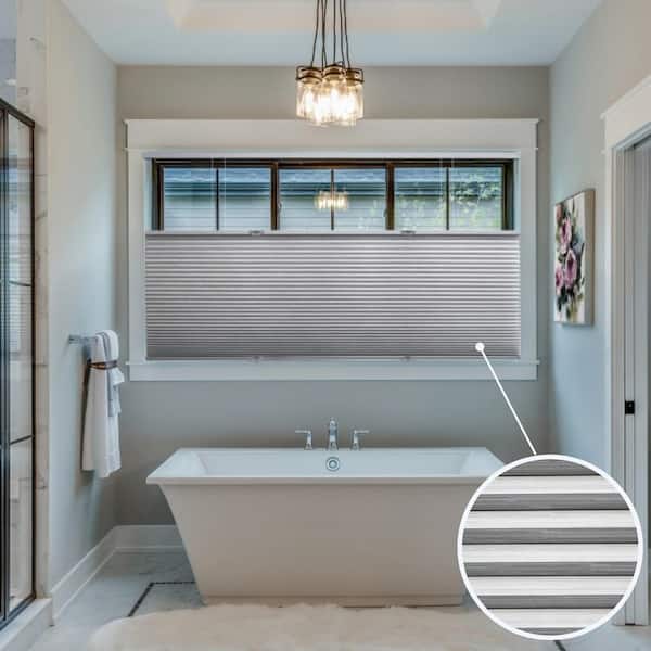 BlindsAvenue Gray Cordless Top Down Bottom Up Blackout Pebble Fabric 9/16 in. Single Cell Cellular Shade 68.5 in. W x 48 in. L