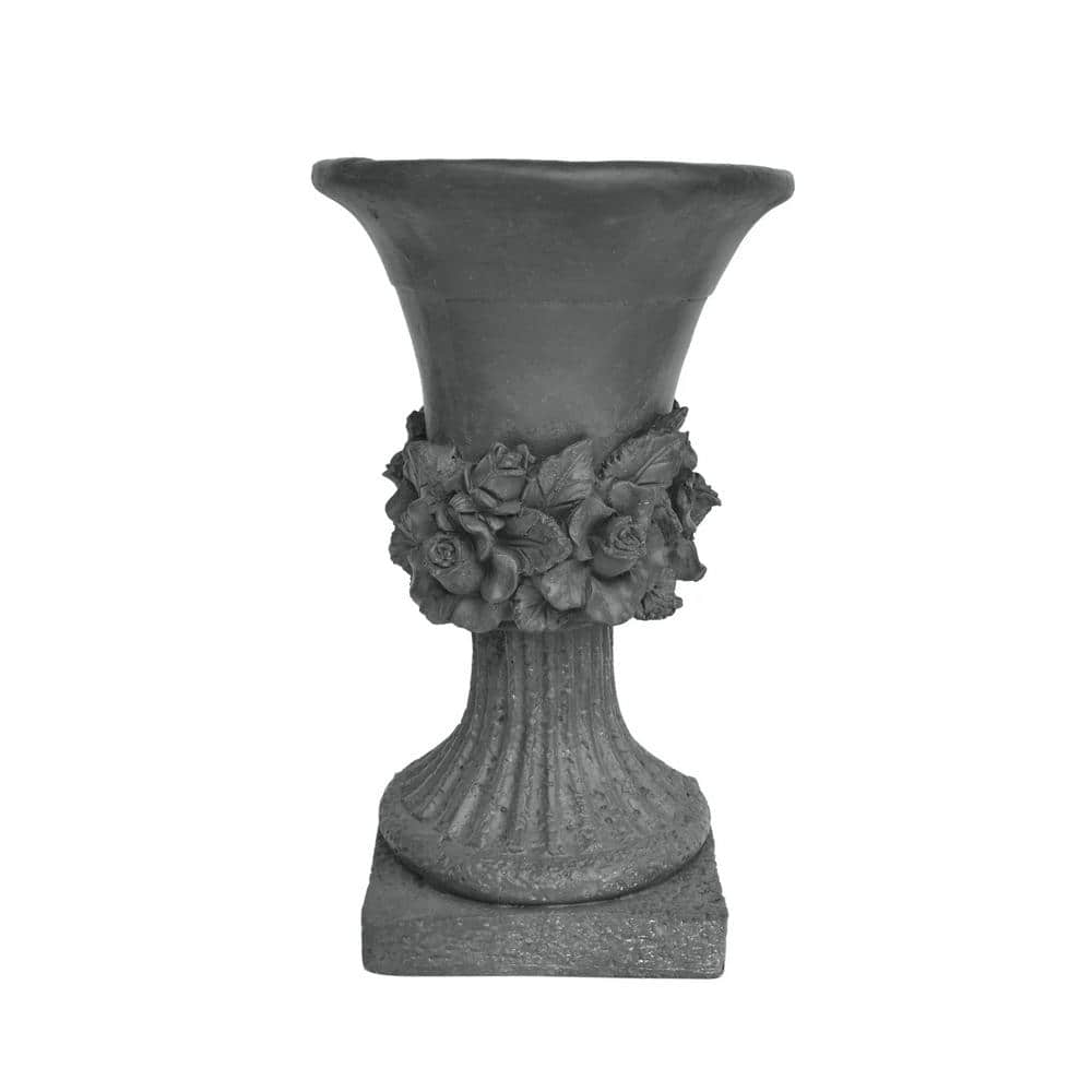 Concrete Antique Gray Outdoor Garden Urn Planter-11.75 in. x 11.75 in x 19.