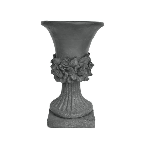 Cubilan Concrete Antique Gray Outdoor Garden Urn Planter-11.75 in. x 11.75 in x 19.5 in. Material: Magnesium Oxide Pots