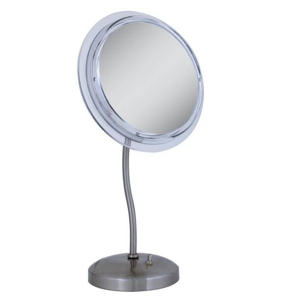 Zadro Surround Light 7X S-Neck Vanity Makeup Mirror in Satin Nickel