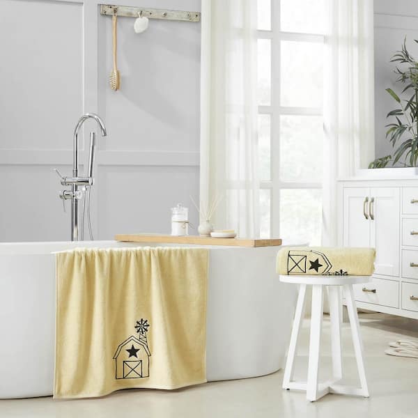 Barn and Mill Soybean Crème Country Black 100% Cotton Bath Towel (Set of 2)