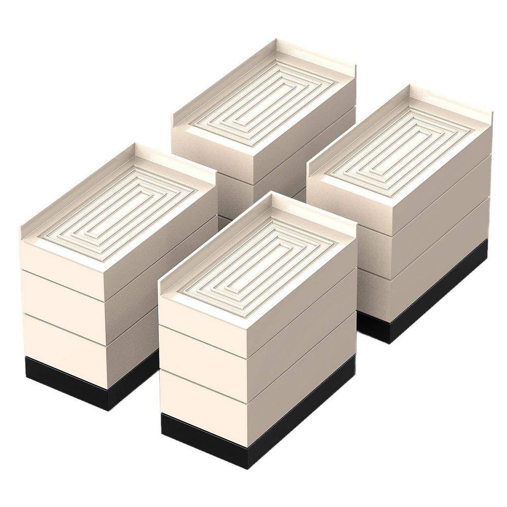Angel Sar 4-Pack Apricot 4 in. Rectangular Furniture Riser, Adjustable ...