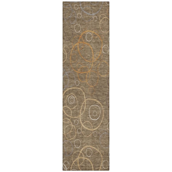 Chantille Machine Washable Indoor/Outdoor Abstract ACN2408 Brown 2 ft. x 7 ft. Runner Rug