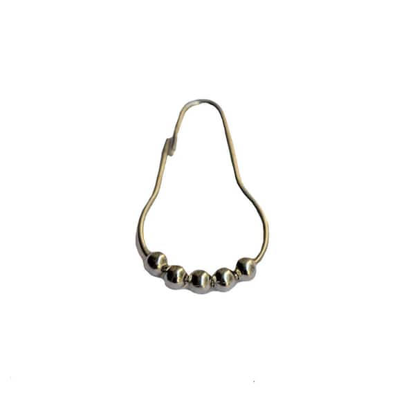 Unbranded 7 in. x 1.9 in. x 0.2 in. 12-Piece Set Stainless Steel Easy to Install Shower Curtain Rings Hooks, Nickel