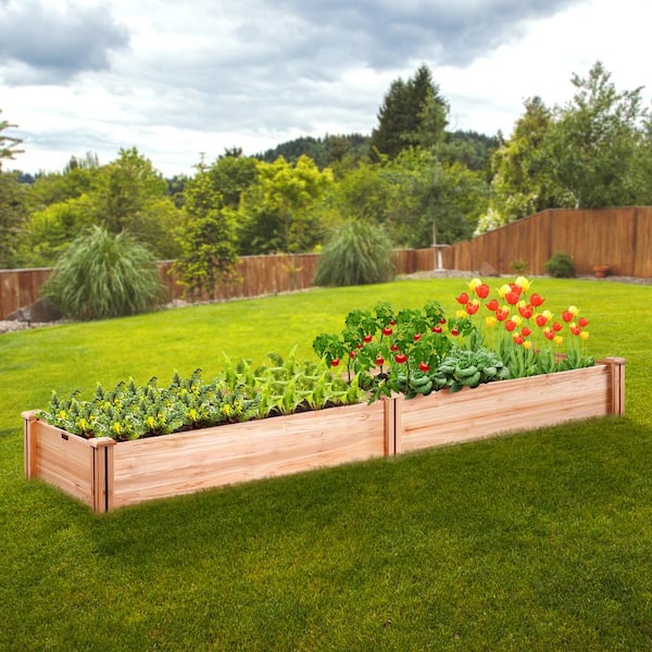 7.9 x 2 x 0.8 ft. Wood Raised Garden Bed, Outdoor Planter Box for Growing Flowers, Vegetables, and Herbs Burlywood