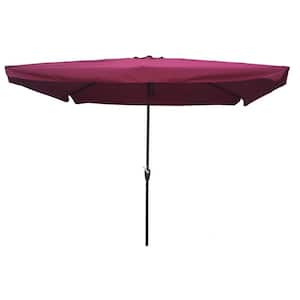 10 ft. x 6.5 ft. Metal Outdoor Market Patio Umbrella with Crank and Push Button Tilt in Burgundy
