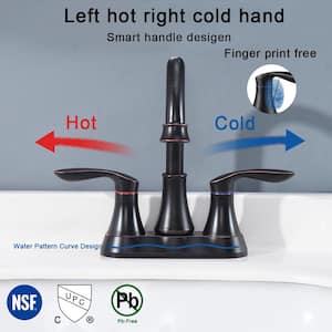 4 in. Centerset 2-Handle Bathroom Faucet with Metal Pop-Up Drain and Supply Lines in Oil Rubbed Bronze