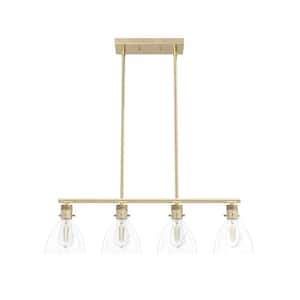 Van Nuys 4-Light Alturas Gold Island Linear Chandelier for Kitchen Island with No Bulbs Included