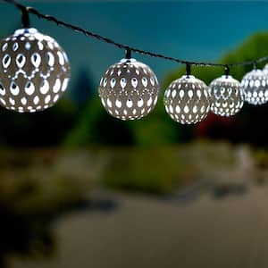Carnivale White Lantern Outdoor 20-LED 14.75 ft. L Solar Integrated LED String Light Set with Solar Panel Stake