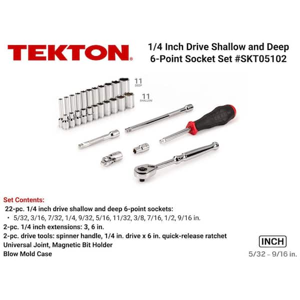 1/4 in. Drive 6-Point Socket and Ratchet Set, 28-Piece (5/32-9/16 in.)