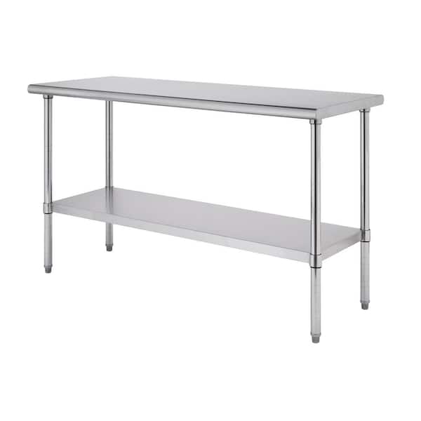 TRINITY EcoStorage Stainless Steel 60 in. x 24 in. NSF Kitchen Utility Table with Adjustable Bottom Shelf