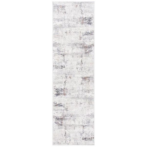 Amelia Ivory/Gray 2 ft. x 16 ft. Abstract Runner Rug