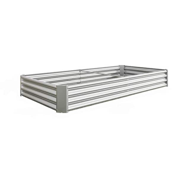 TIRAMISUBEST 91.34 in. L x 44.69 in. W x 11.81 in. H Sliver Metal Garden Raised Bed Planter