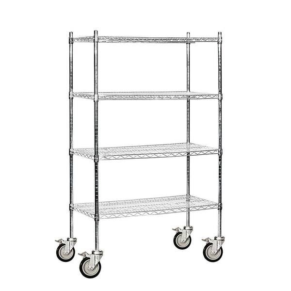 Salsbury Industries Chrome 3-Tier Rolling Welded Wire Shelving Unit (36 in. W x 69 in. H x 18 in. D)