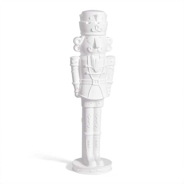 4 ft. White Plastic Nutcracker Outdoor Christmas Yard Decor with Paintable Finish