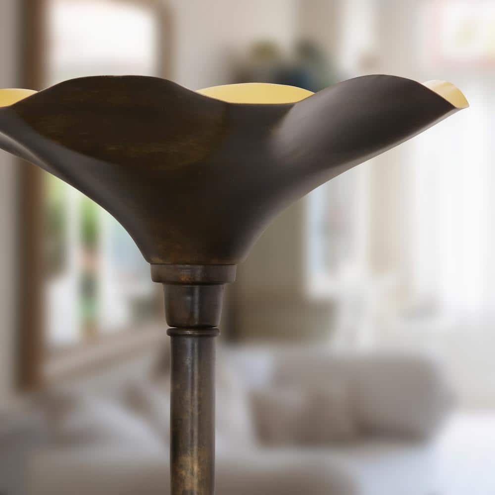 Antique Bronze and Gold Metal Candlestick Floor Lamp, 62.5"
