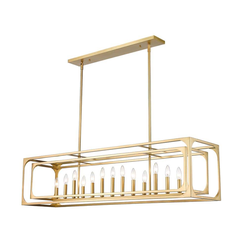 Easton Rubbed Brass 54" Linear Chandelier with Candelabra Bulbs