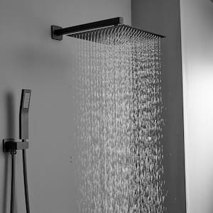 1-Spray Wall Mount Handheld Shower Head GPM in Black Rainfall Rough-in Valve Body and Trim