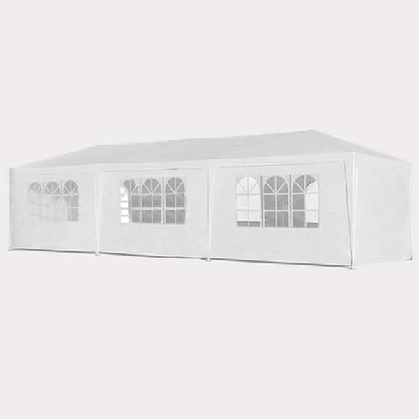 10 ft. W x 30 ft. L White Wedding Party Canopy Tent, Event Tent, Outdoor Gazebo with 8 Removable Sidewalls