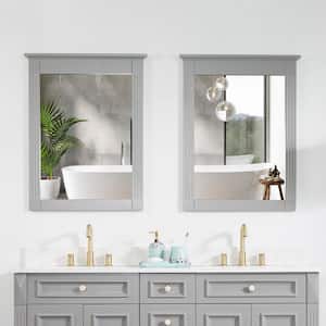 26 in. W x 33 in. H Rectangular Wood Framed Wall Bathroom Vanity Mirror in Titainum Gray (Set of 2), Vertical Hanging