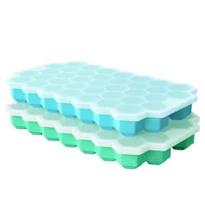 2-Pack Silicon Ice Cube Trays for Chilled Drinks in Blue/Green