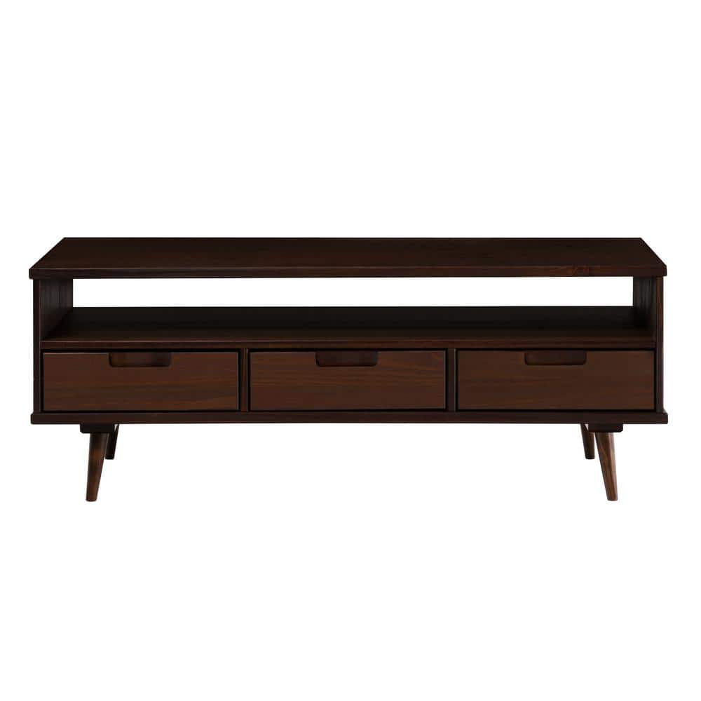 Welwick Designs 48 In. Walnut Rectangle Solid Wood Mid-Century Modern ...