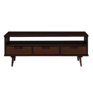 48 in. Walnut Rectangle Solid Wood Top Coffee Table with Storage