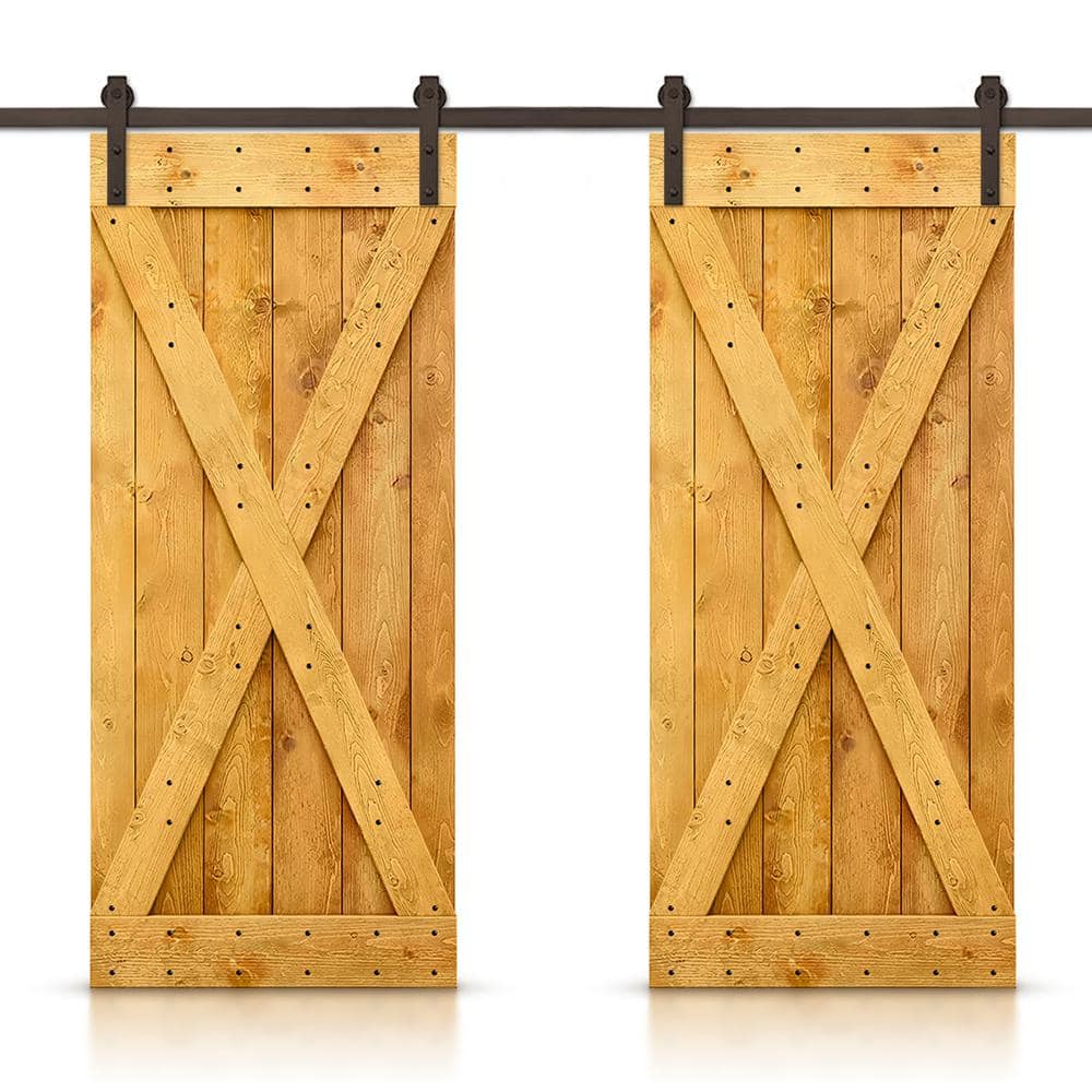 X 48 in. x 84 in. Colonial Maple Stained DIY Solid Pine Wood Interior Double Sliding Barn Door with Hardware Kit price history on PriceWatchPro