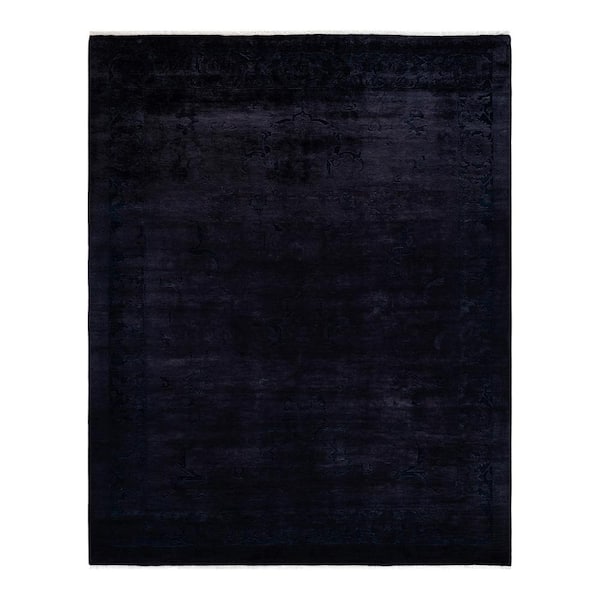 Fine Vibrance Black 8 ft. x 10 ft. Solid Wool Indoor Area Rug