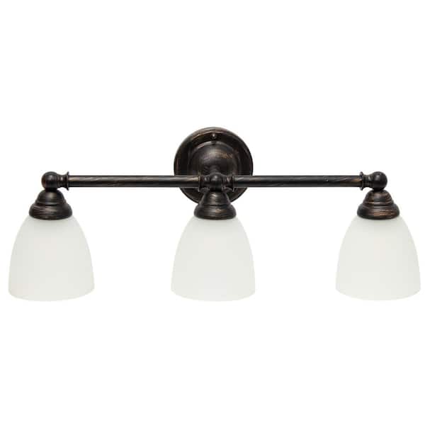 Lalia Home 25 in. Oil Rubbed Bronze 3-Light Metal and Translucent Glass Shade Vanity Uplight Downlight Wall Mounted Fixture